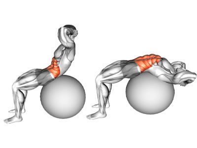 عکس عضلات درگیر در حرکت کرانچ روی توپ سوئیسی